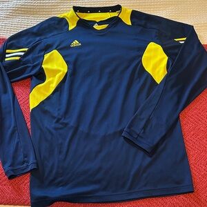 Adidas Dark Blue and Yellow Sports Top